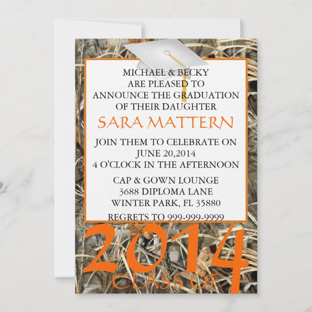 Trendy Camo Classic Elegant Graduation Invitation (Front)