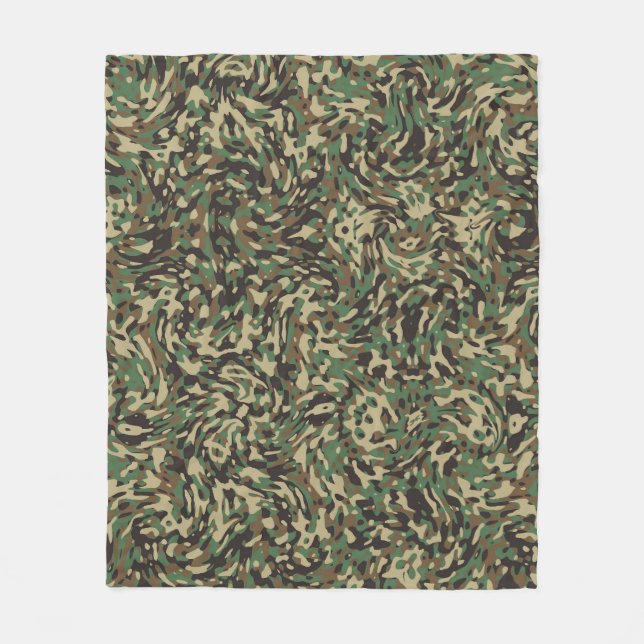 Trendy Camouflage Green  Fleece Blanket (Front)