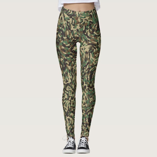 Trendy Camouflage Green  Leggings (Front)