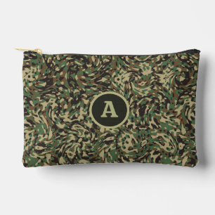 Trendy Camouflage Green Personalised Letter Accessory Pouch