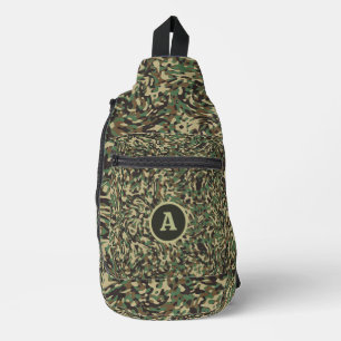 Trendy Camouflage Green Personalised Letter Sling Bag