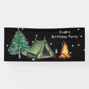 Trendy Camp Out Boy's Birthday Party  Banner