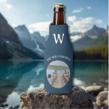 Trendy Can Cooler Watercolor Dock Lake Mountains