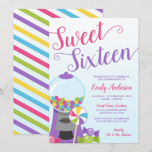 Trendy Candy Sweet 16 Invitation