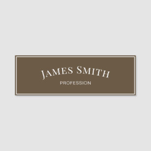 Trendy Carafe Brown White Border Modern Minimalist Name Tag