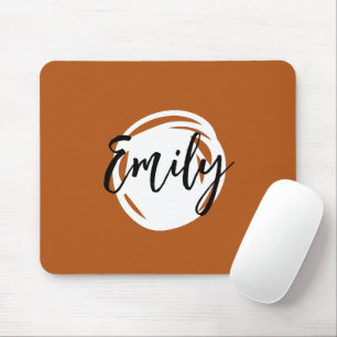 Trendy Caramel brown Monogrammed Simple abstract Mouse Mat