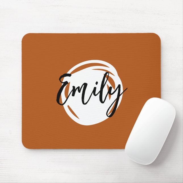 Trendy Caramel brown Monogrammed Simple abstract Mouse Mat (With Mouse)