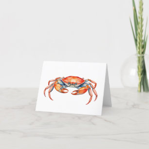Trendy Cards Blank Inside Watercolor Crab Beach