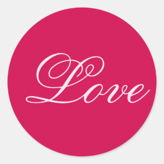 Trendy Carmine Background Love Wedding Classic Round Sticker