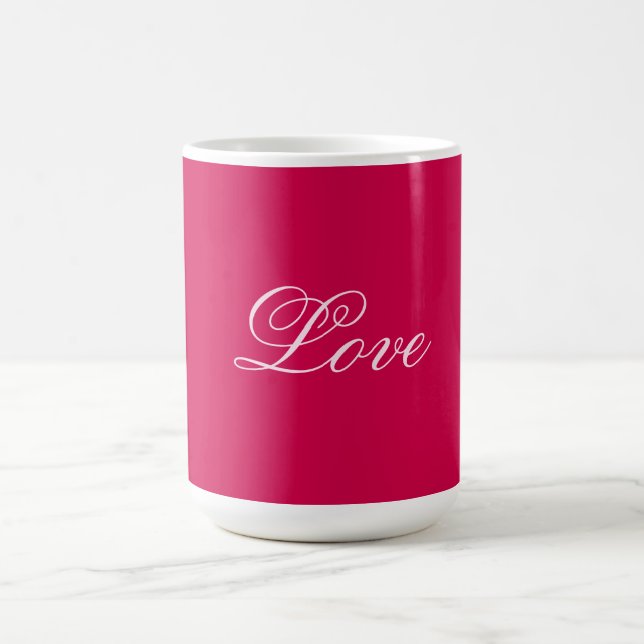 Trendy Carmine Background Love Wedding Coffee Mug (Center)