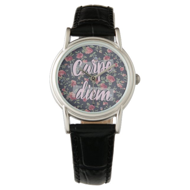 Trendy Carpe Diem Pretty Floral Pattern Watch (Front)