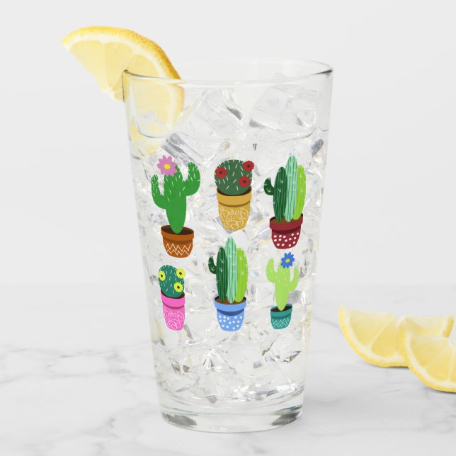 Trendy Cartoon Potted Cactus Glass (Front Ice)