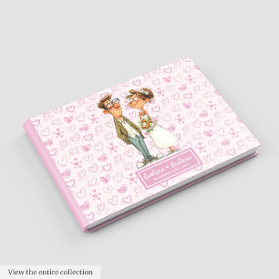 Trendy Cartoon Quirky Bride Groom Guest book