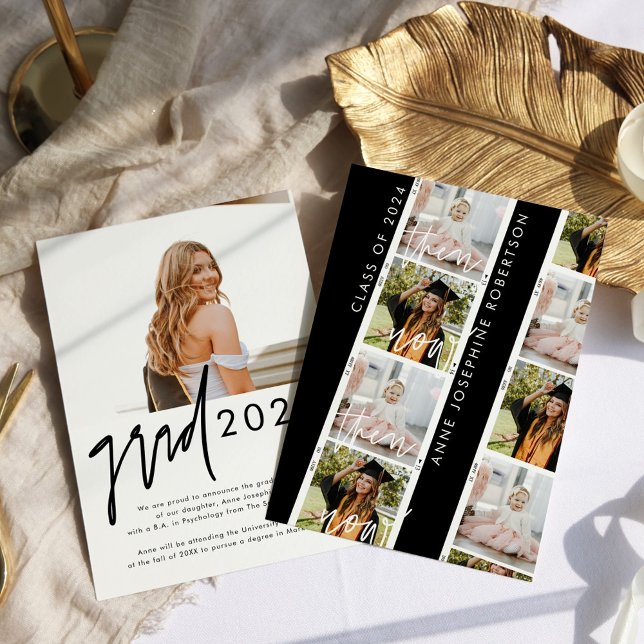 Trendy Casual Then And Now Graduation Announcement (Creator Uploaded)