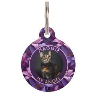 Trendy Cat Dad Gift Lilies Motif Pet Tag