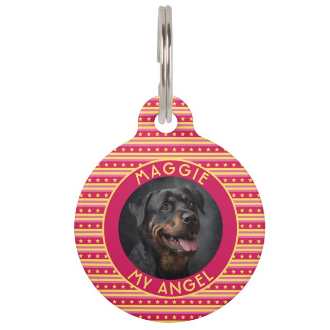 Trendy Cat Dad Gift Stripes Print Pet Tag (Front)
