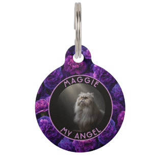 Trendy Cat Lover Present Carnations Print Pet Tag