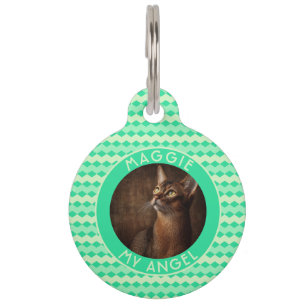 Trendy Cat Mom Gift Chevron Print Pet Tag