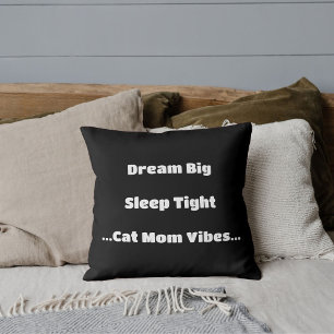Trendy Cat Mum Funny Quote Cute Cool Modern Black Cushion