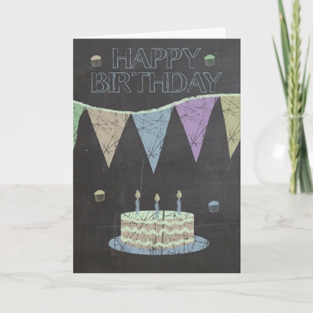Trendy Chalk Board Effect, With Cake Card (Front)