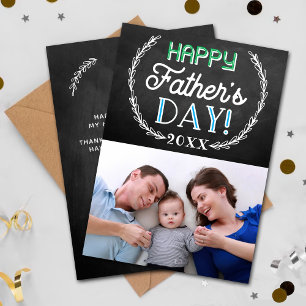 Trendy Chalkboard Custom Photo Father's Day Invitation