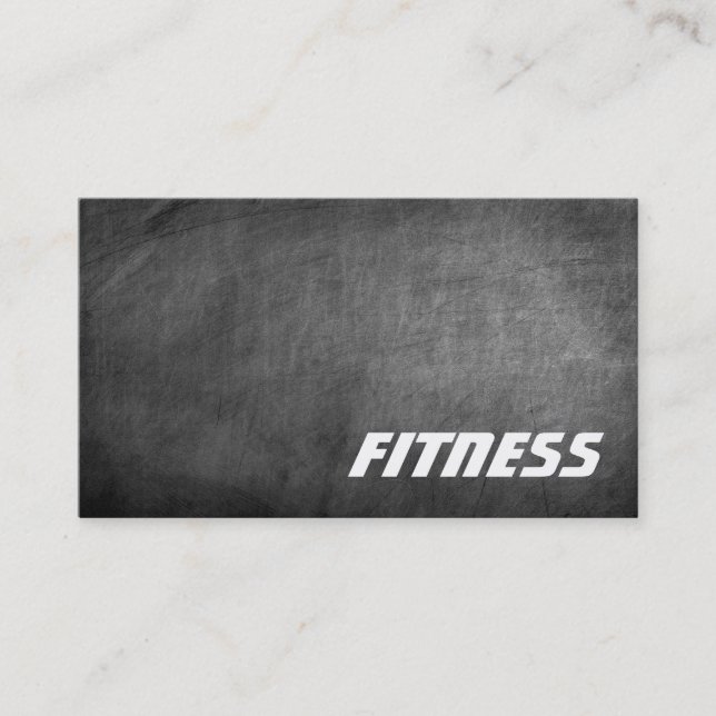 Trendy Chalkboard Grey Fitness Sport Business Card (Front)
