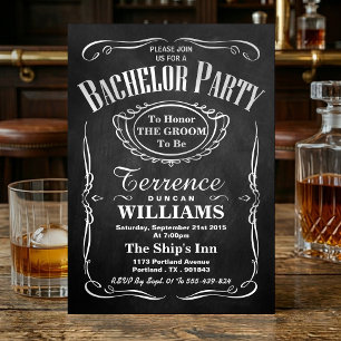 Trendy Chalkboard Typography Bachelor Party Invitation