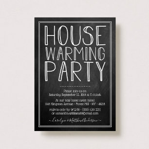 Trendy Chalkboard Typography Housewarming Party Invitation