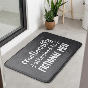 Trendy Charcoal Grey Funny Bookish Saying Bath Mat