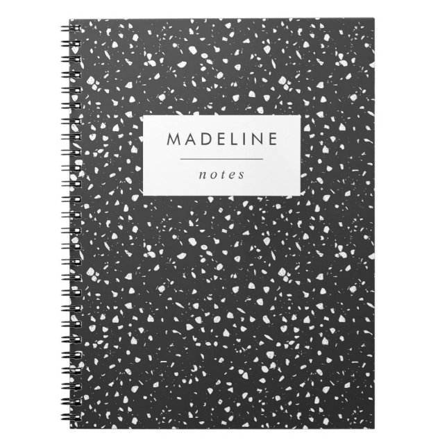 Trendy Charcoal Grey & White Terrazzo Notebook (Front)