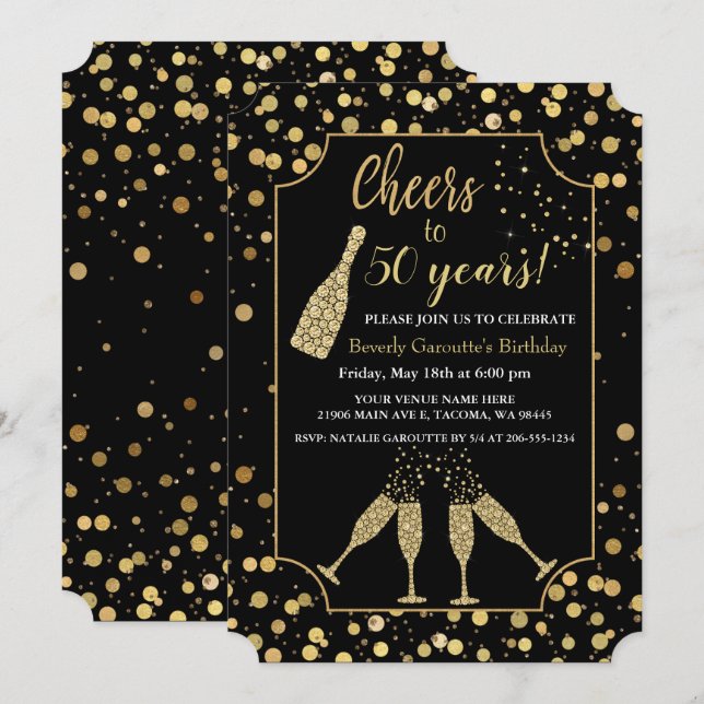 Trendy Cheers Birthday Party Invitation (Front/Back)