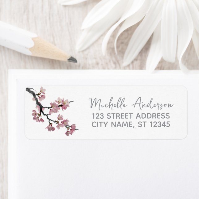 Trendy Cherry Blossom Tree Branch Return Address (Insitu)