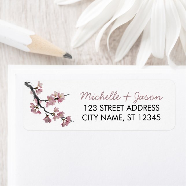 Trendy Cherry Blossom Tree Branch Return Address (Insitu)