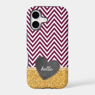 TRENDY chevron chalkboard heart glitter maroon