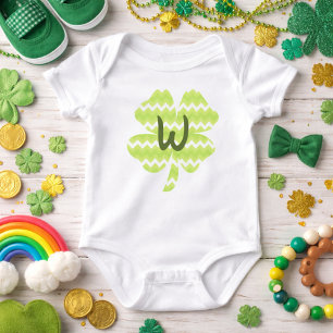 Trendy Chevron Monogram  Baby Bodysuit