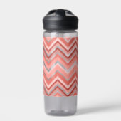 Trendy Chevron Pattern large name block coral Water Bottle (Front)