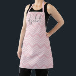 Trendy Chevron Pattern large script name yellow Apron<br><div class="desc">A bold, graphic design with yellow and white zig zags with a fun grey handwritten script to add your name or any text. You can add a name, monogram or other custom text. If you need to move the art around, click on the customise button to make changes. For advanced...</div>