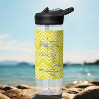 Trendy Chevron Pattern large script name yellow