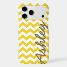 Trendy Chevron Pattern with name - yellow grey
