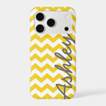 Trendy Chevron Pattern with name - yellow grey