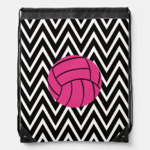 Trendy Chevron Pink Volley Ball Cinch Bag