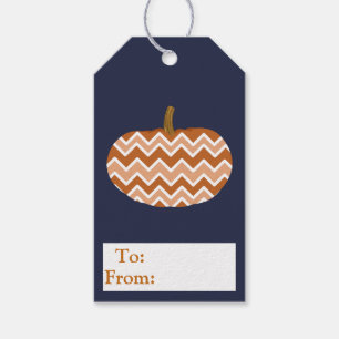 Trendy Chevron Pumpkins & Navy Gift Tags