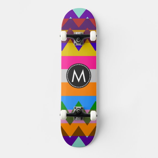Trendy Chevron Stripes Pattern #15 Skateboard (Front)