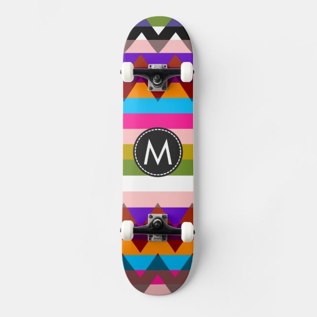 Trendy Chevron Stripes Pattern #22 Skateboard (Front)