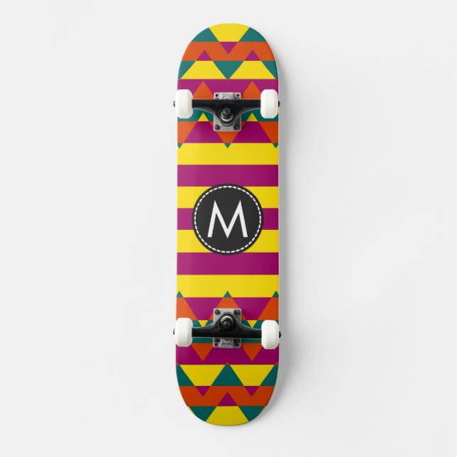 Trendy Chevron Stripes Pattern Skateboard (Front)