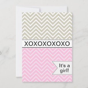 Trendy Chevron XOXO Baby Shower Invitation ~ Girls