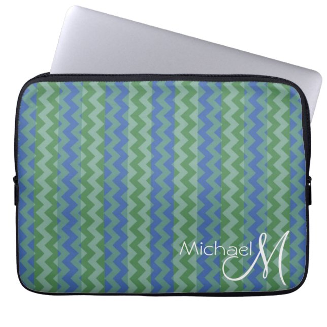 Trendy Chevron Zigzag Custom Monogram 8 Laptop Sleeve (Front)