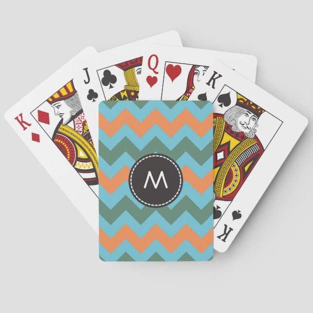Trendy Chevron Zigzag Pattern 7 Playing Cards (Back)