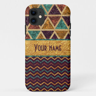 Trendy Chevrons Triangles Faux Gold Foil Glitter iPhone 11 Case
