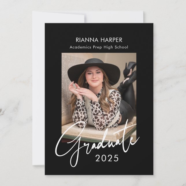 Trendy Chic 2 Photos Graduation Open House Announcement (Front)